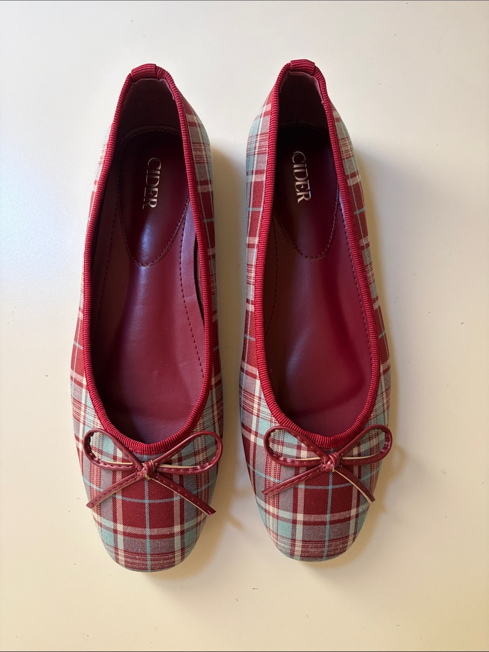 Red Plaid Ballet Flats